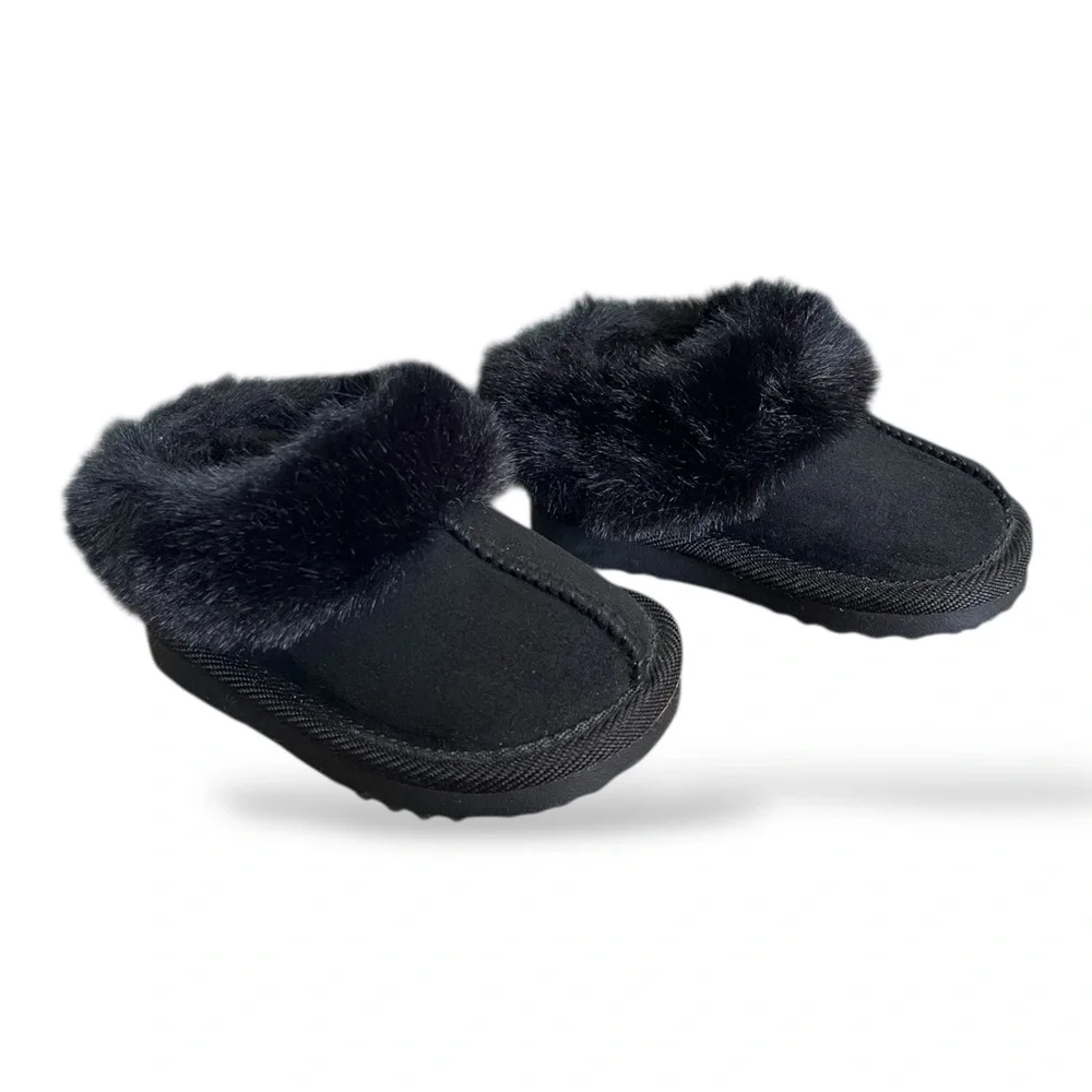 Target Cat & Jack Toddler Piper Faux Fur Cuff Scuff Slippers, 5
